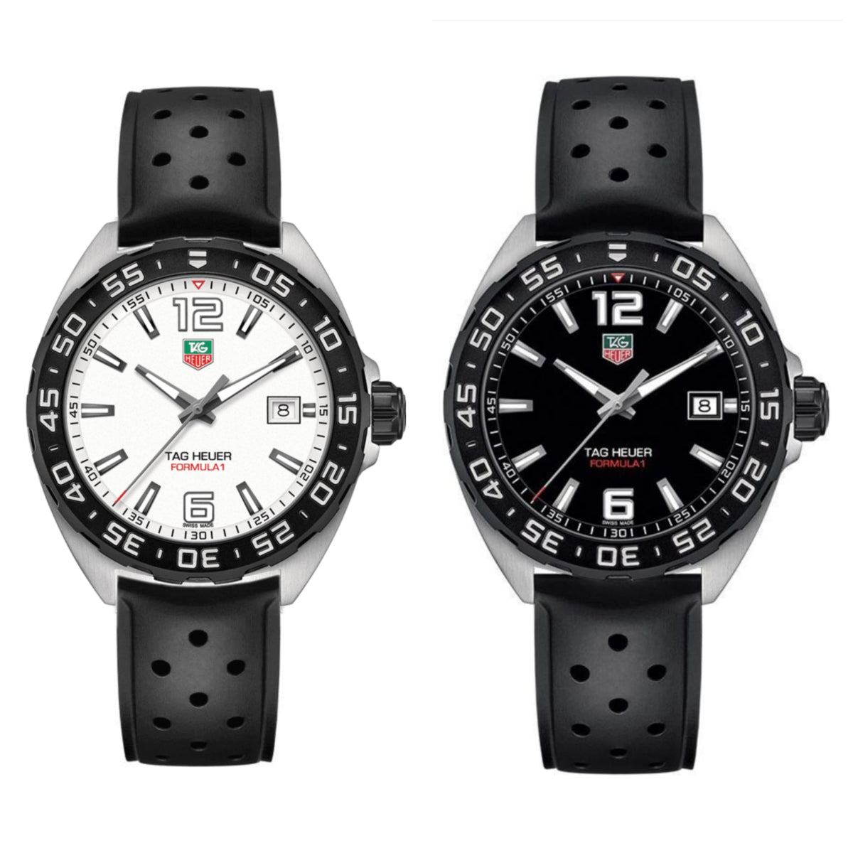 Tag Heuer Formula 1 Quartz White Dial Black Rubber Strap Watch For Men Waz1111 Ft8023