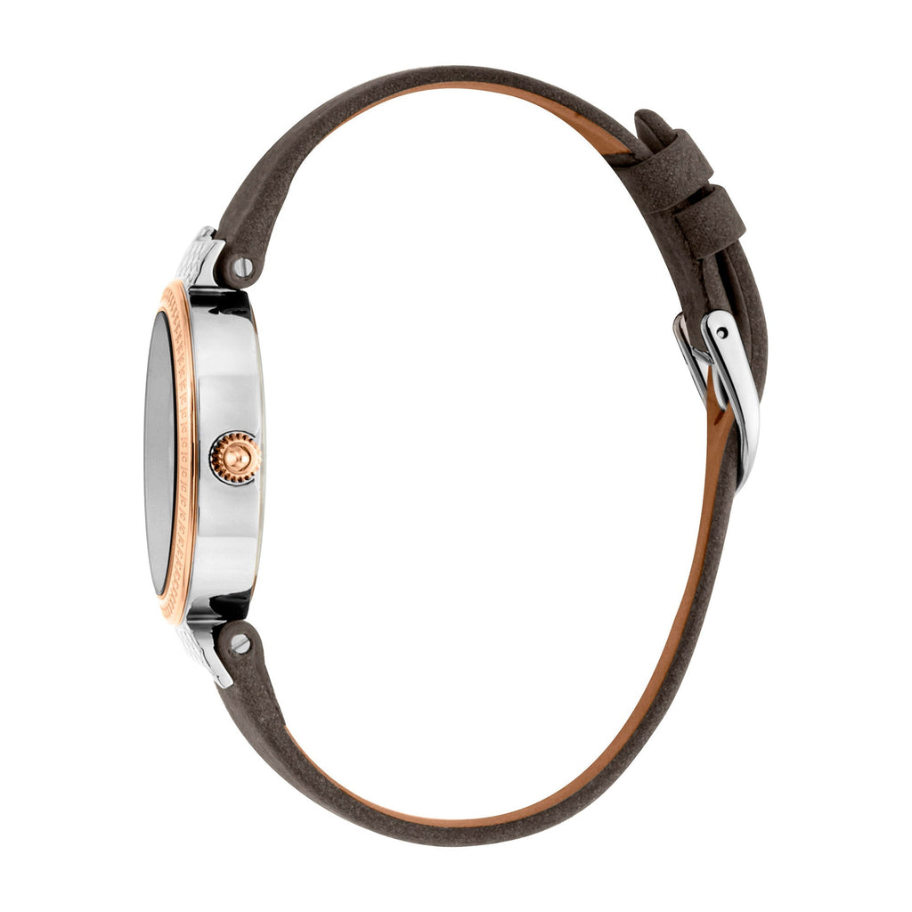 Just Cavalli Vibrazioni Leather Grey Rose Gold Leopard Glitter