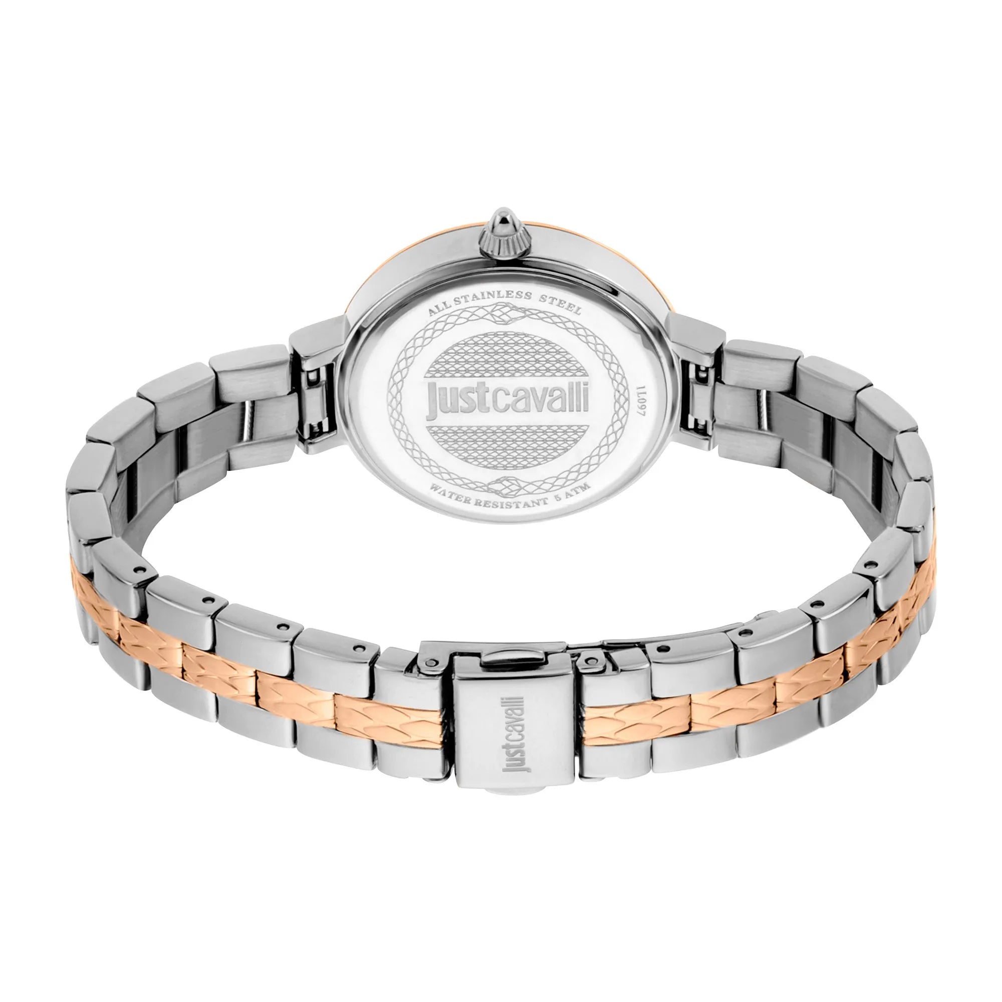 Just Cavalli Steel Silver Rose Gold Logo Serpente