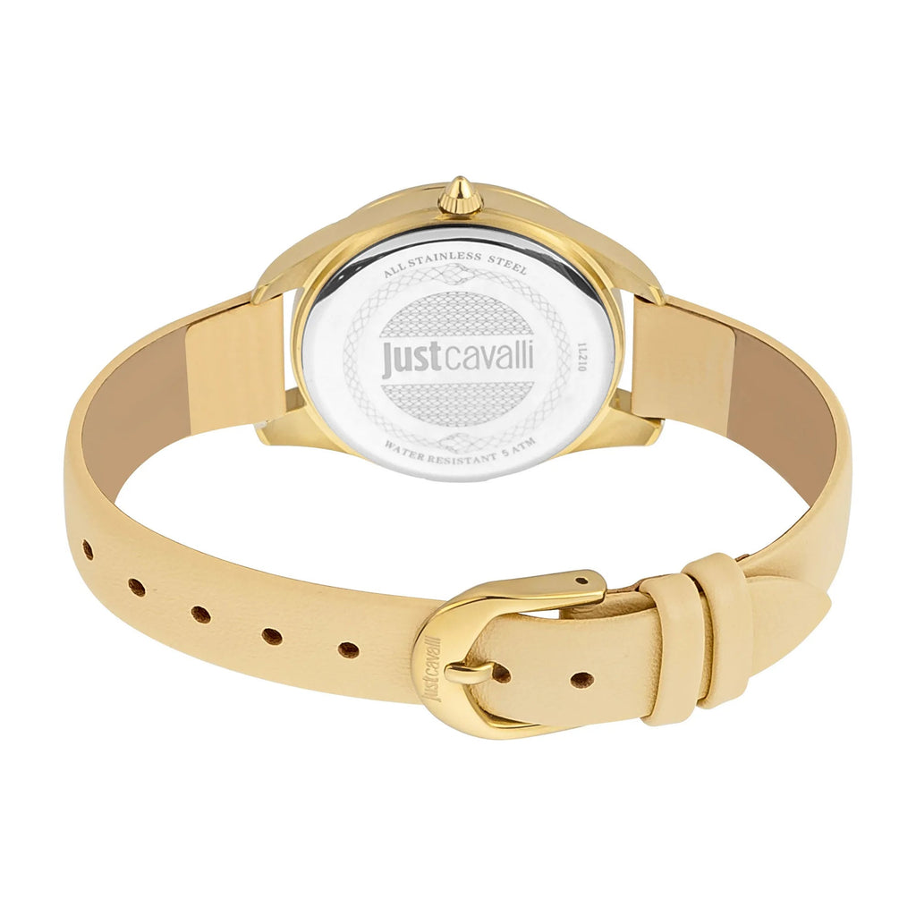 Just Cavalli Pantera Leather Beige Gold