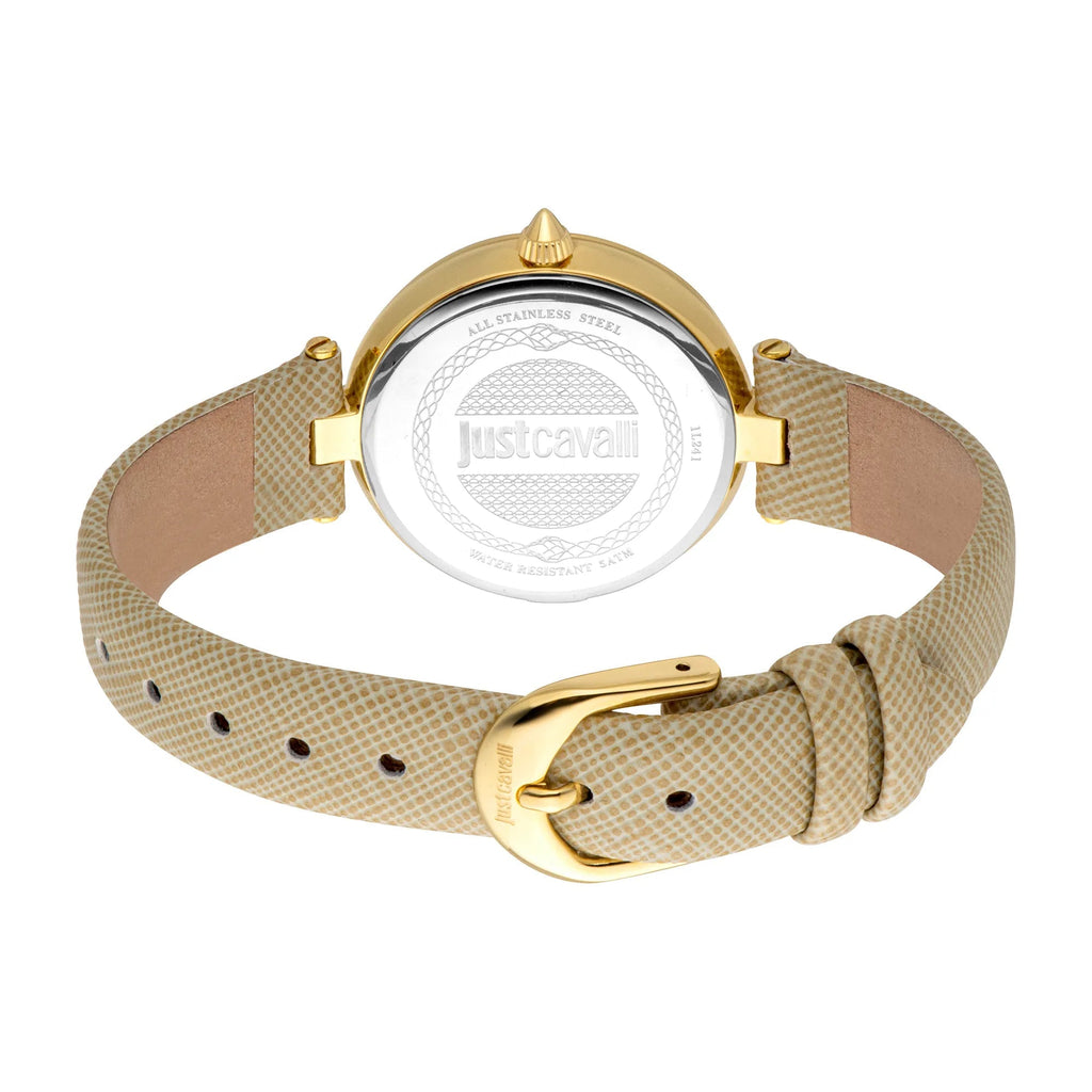 Just Cavalli Maiuscola Leather Beige Gold
