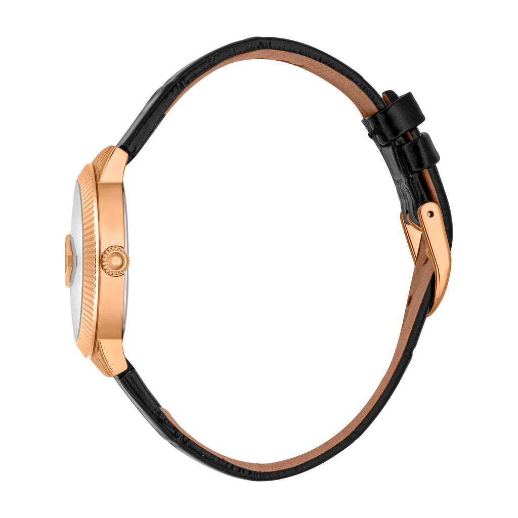 Just Cavalli Puntale Black Leather Rose Gold