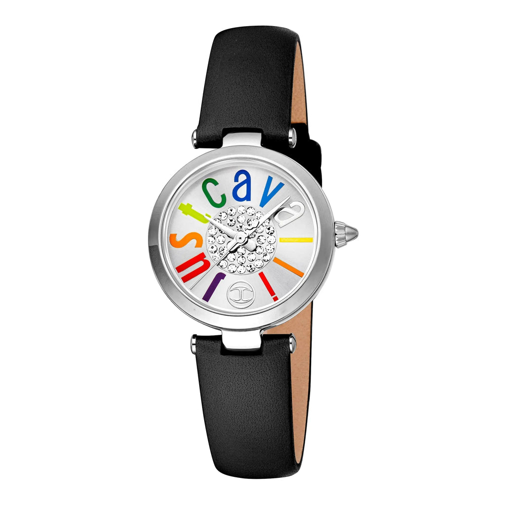 Just Cavalli Modena Leather Black Silver Multicolor