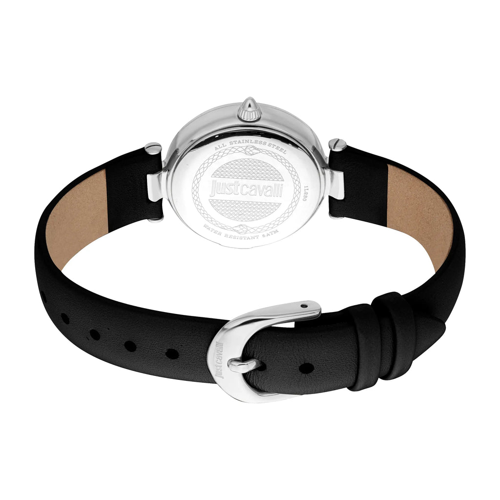 Just Cavalli Modena Leather Black Silver Multicolor