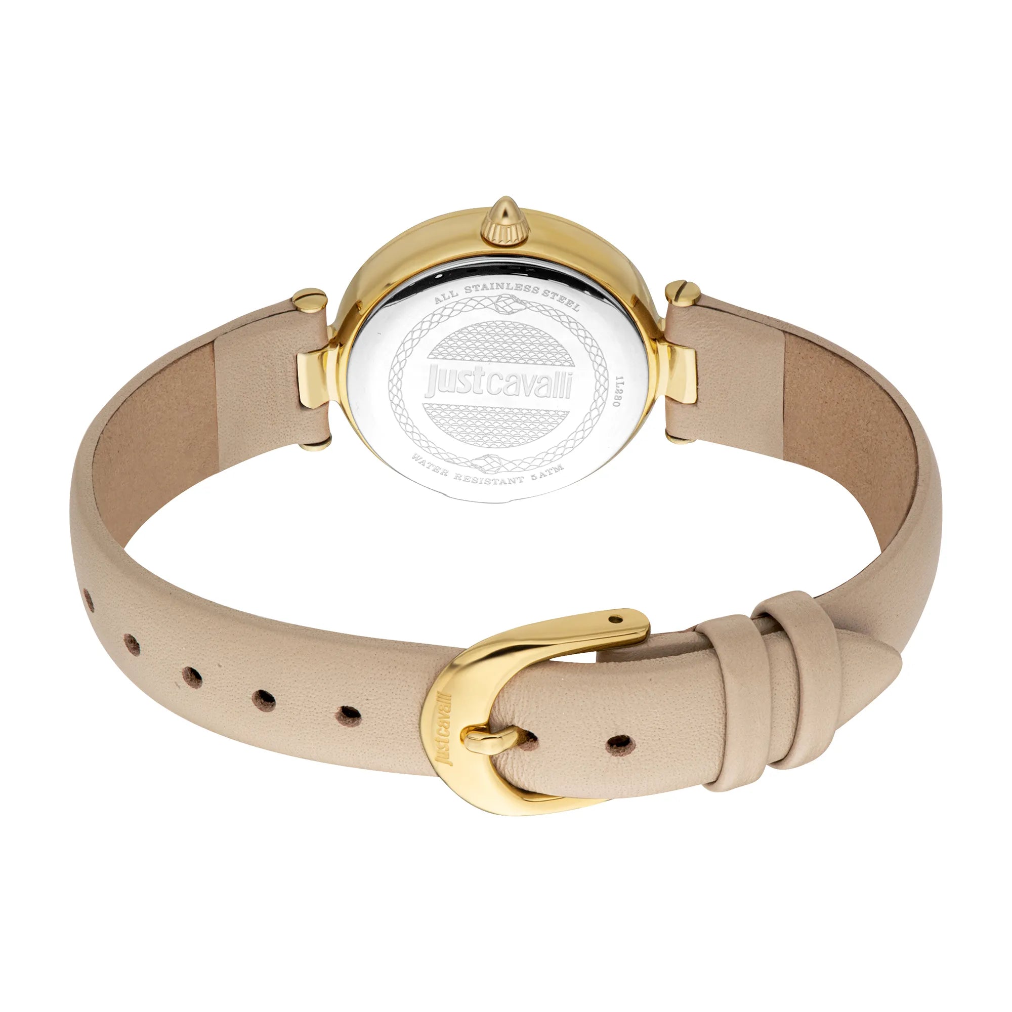 Just Cavalli Modena Leather Beige Yellow Gold