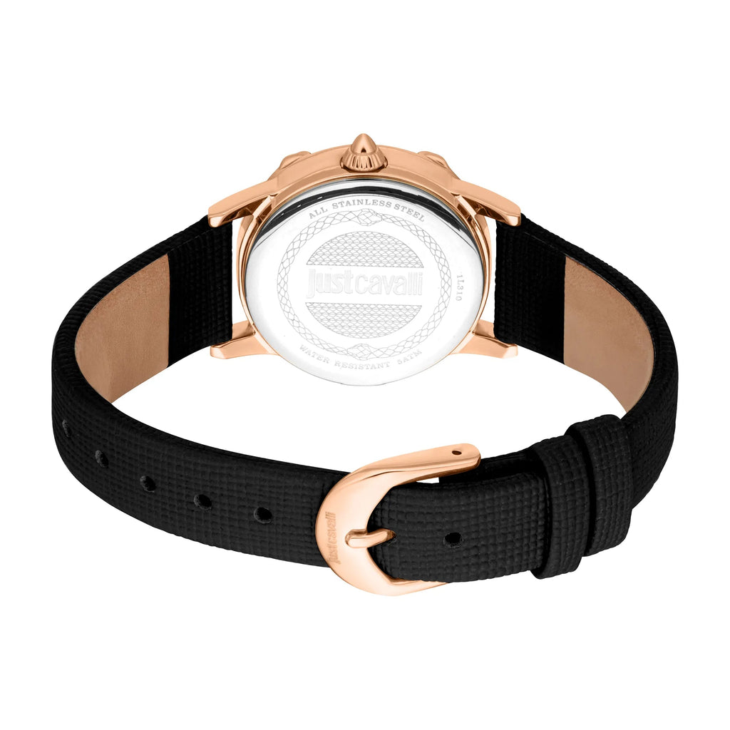 Just Cavalli Fiorenza Snake Leather Black RG Silver