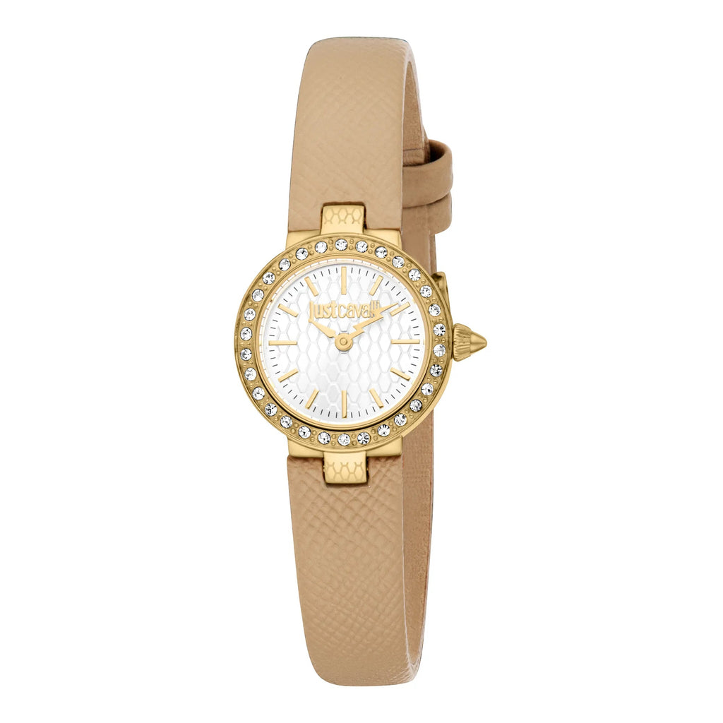 Just Cavalli Serenita Mini Leather Beige YG Silver