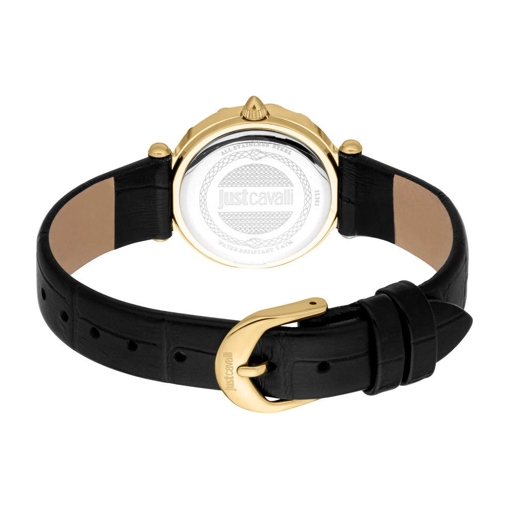 Just Cavalli Stella Snake Leather Black YG Silver