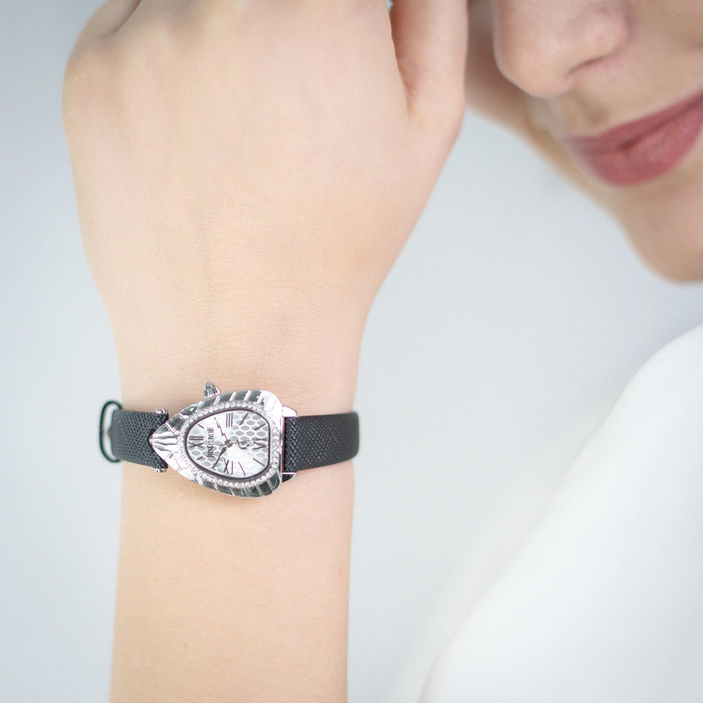 Just Cavalli Perla Leather Black Silver