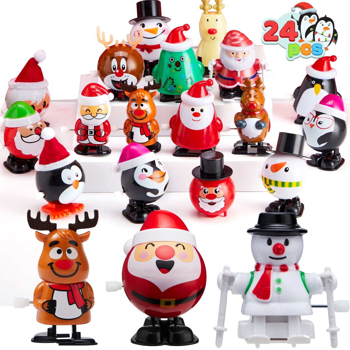 Joyfy 24 Pcs Christmas Wind Up Toys for Kids Party Favors,Clockwork Toys for Child Xmas Stuffers Birthday Gifts