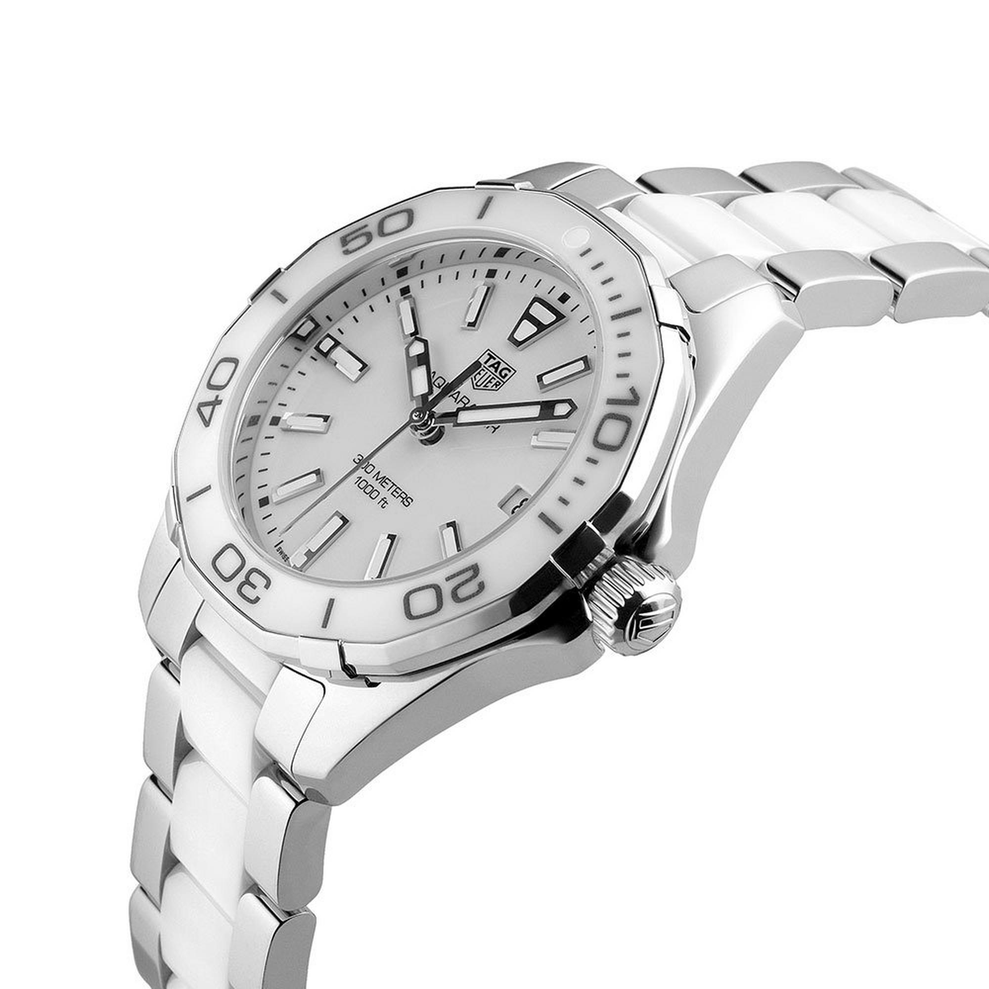 Tag Heuer Aquaracer Stainless Steel And White Ceramic Ladies Watch