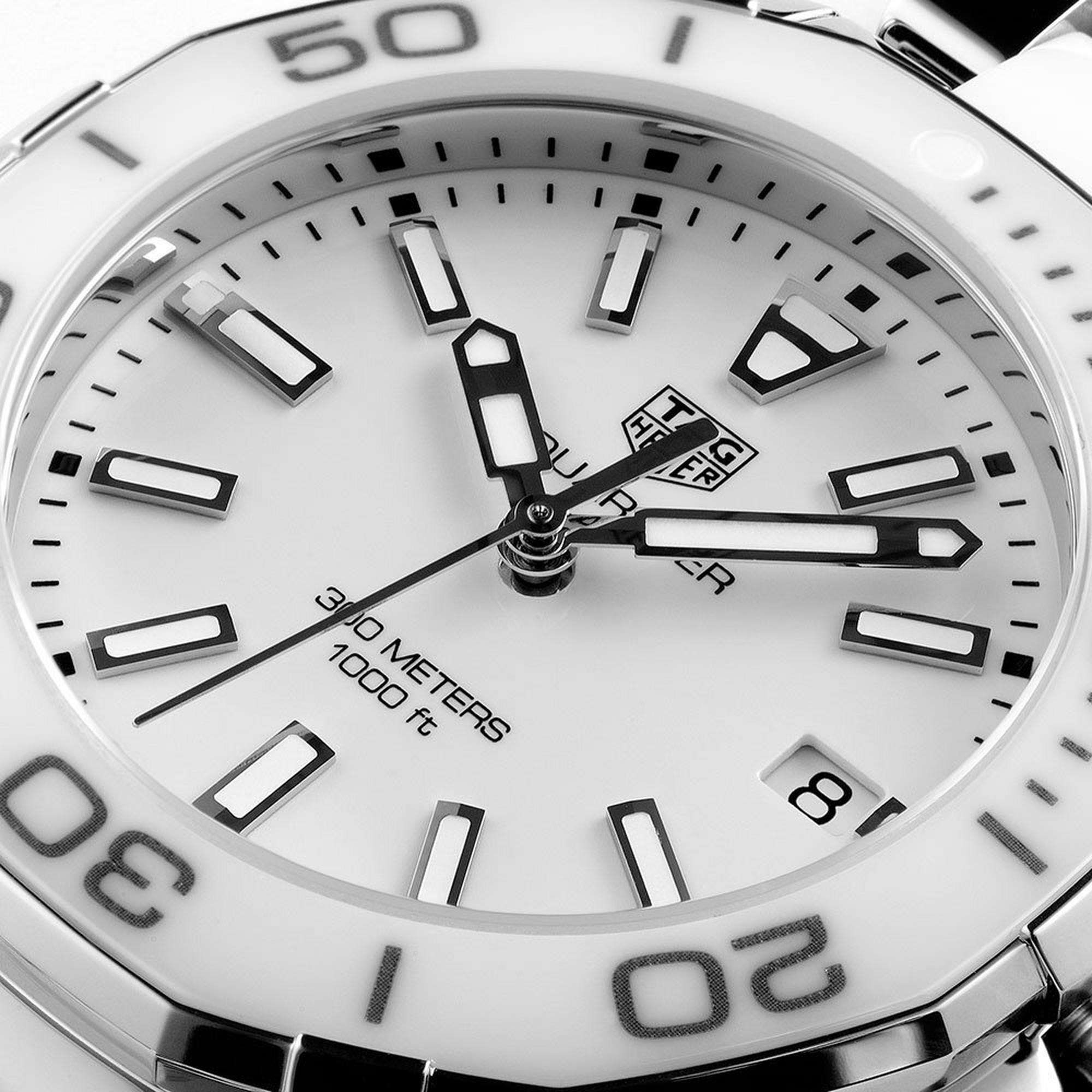 Tag Heuer Aquaracer Stainless Steel And White Ceramic Ladies Watch