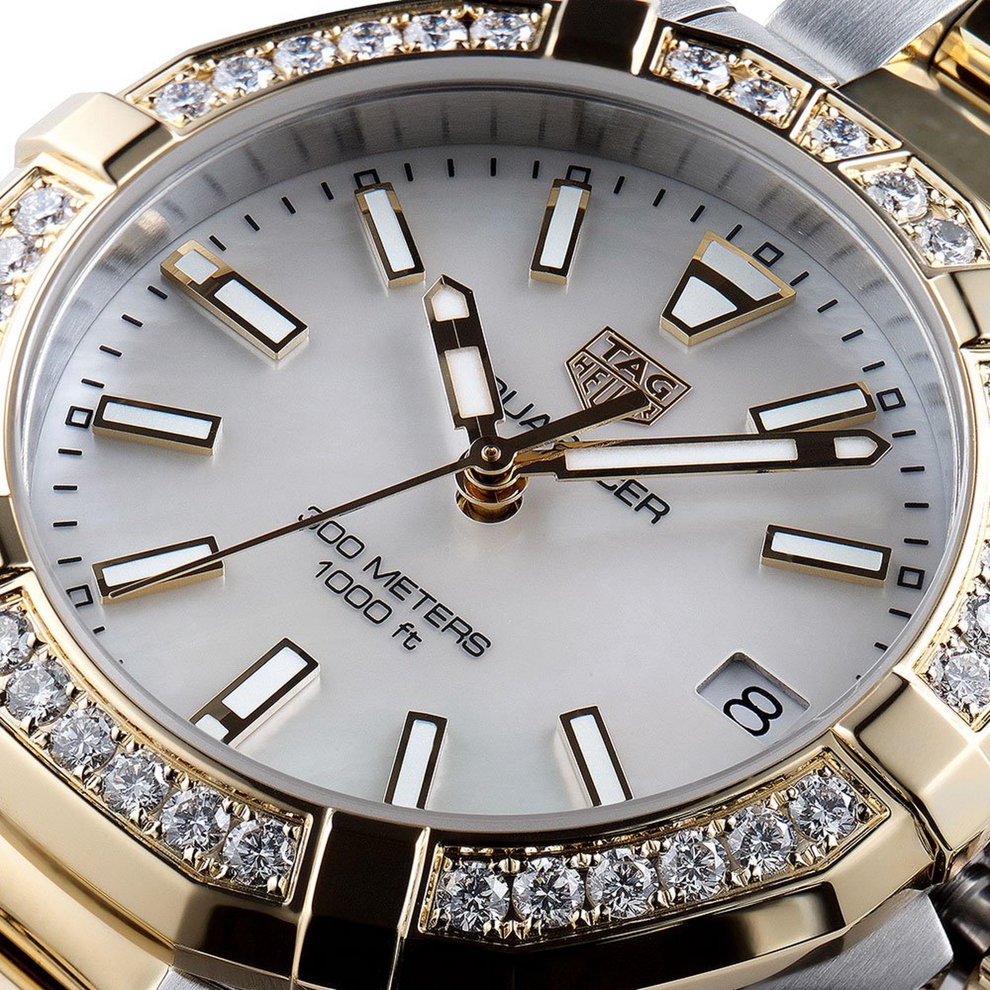 Tag Heuer Aquaracer Diamonds Mother Of Pearl Dial Two Tone Steel Strap Watch For Women Wbd1321 Bb0320