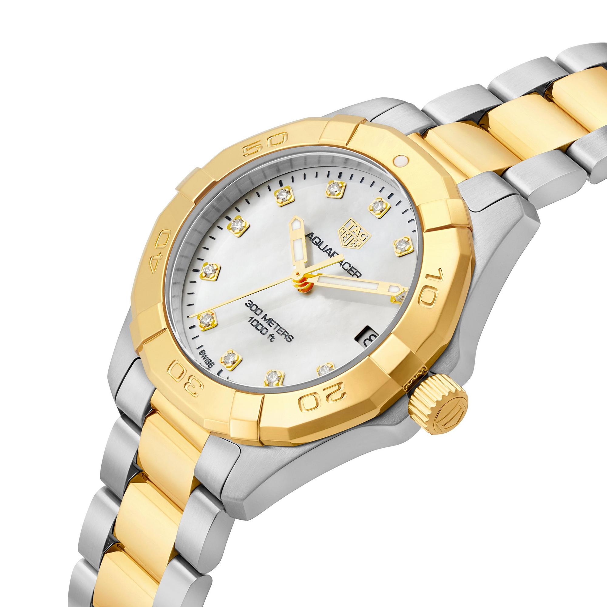 Tag Heuer Aquaracer Stainless Steel And Gold Plated Ladies Watch