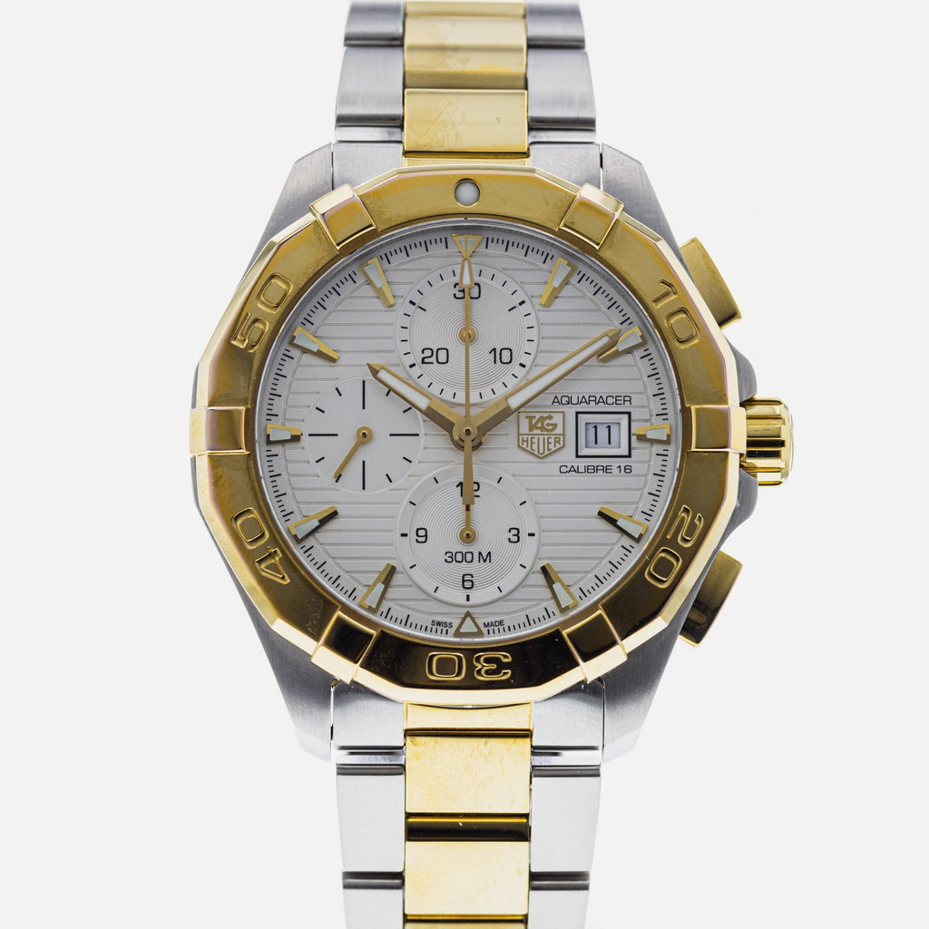 Tag Heuer Aquaracer Automatic White Dial Two Tone Steel Strap Watch For Men Cay2121 Bb0923