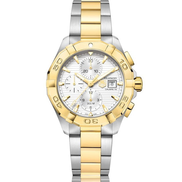 Tag Heuer Aquaracer Automatic White Dial Two Tone Steel Strap Watch For Men Cay2121 Bb0923