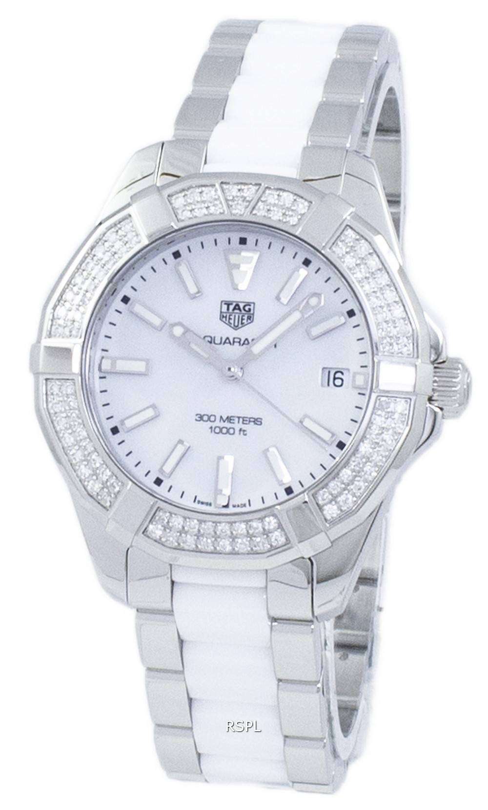 Tag Heuer Aquaracer Diamonds White Dial Two Tone Steel Strap Watch For Women Way131f Ba0914