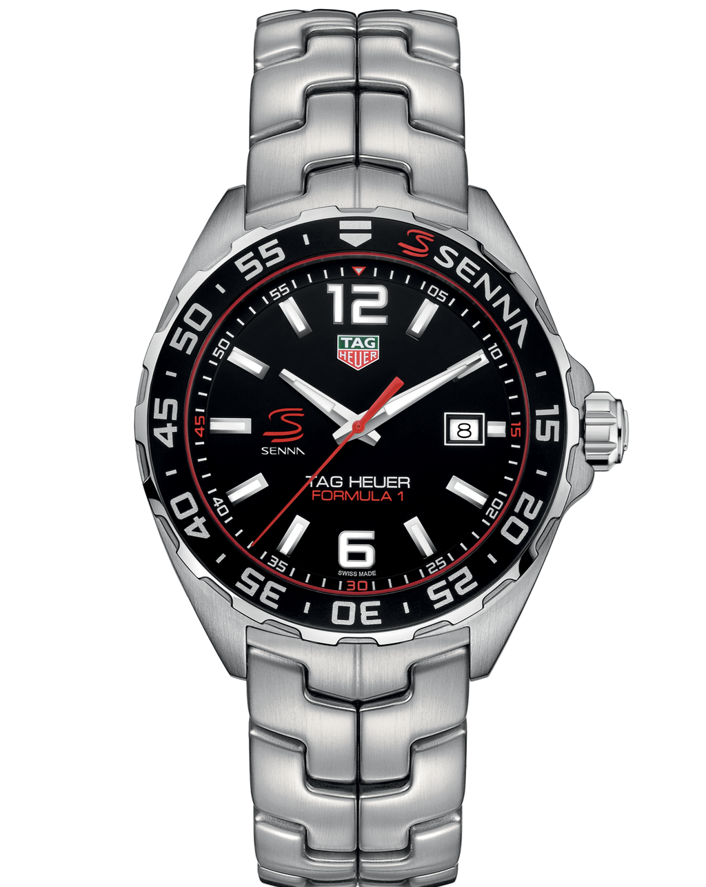 Tag Heuer Formula 1 Quartz Senna Limited Edition Black Dial Silver Steel Strap Watch For Men Waz1012 Ba0883