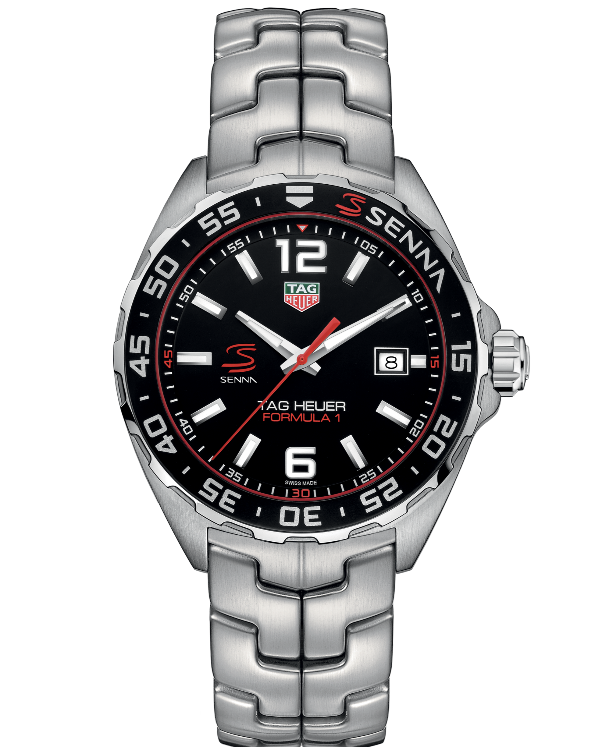 Tag Heuer Formula 1 Quartz Senna Limited Edition Black Dial Silver Steel Strap Watch For Men Waz1012 Ba0883