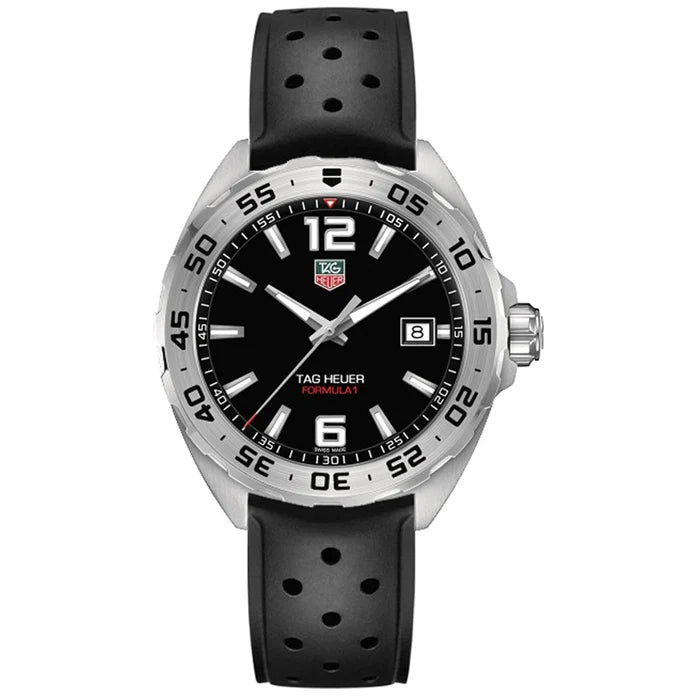 Tag Heuer Formula 1 Quartz Black Dial Black Rubber Strap Watch For Men Waz1112 Ft8023