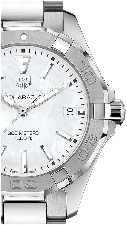 Tag Heuer Aquaracer Mother Of Pearl Dial Silver Steel Strap Watch For Women Wbd131a Ba0748