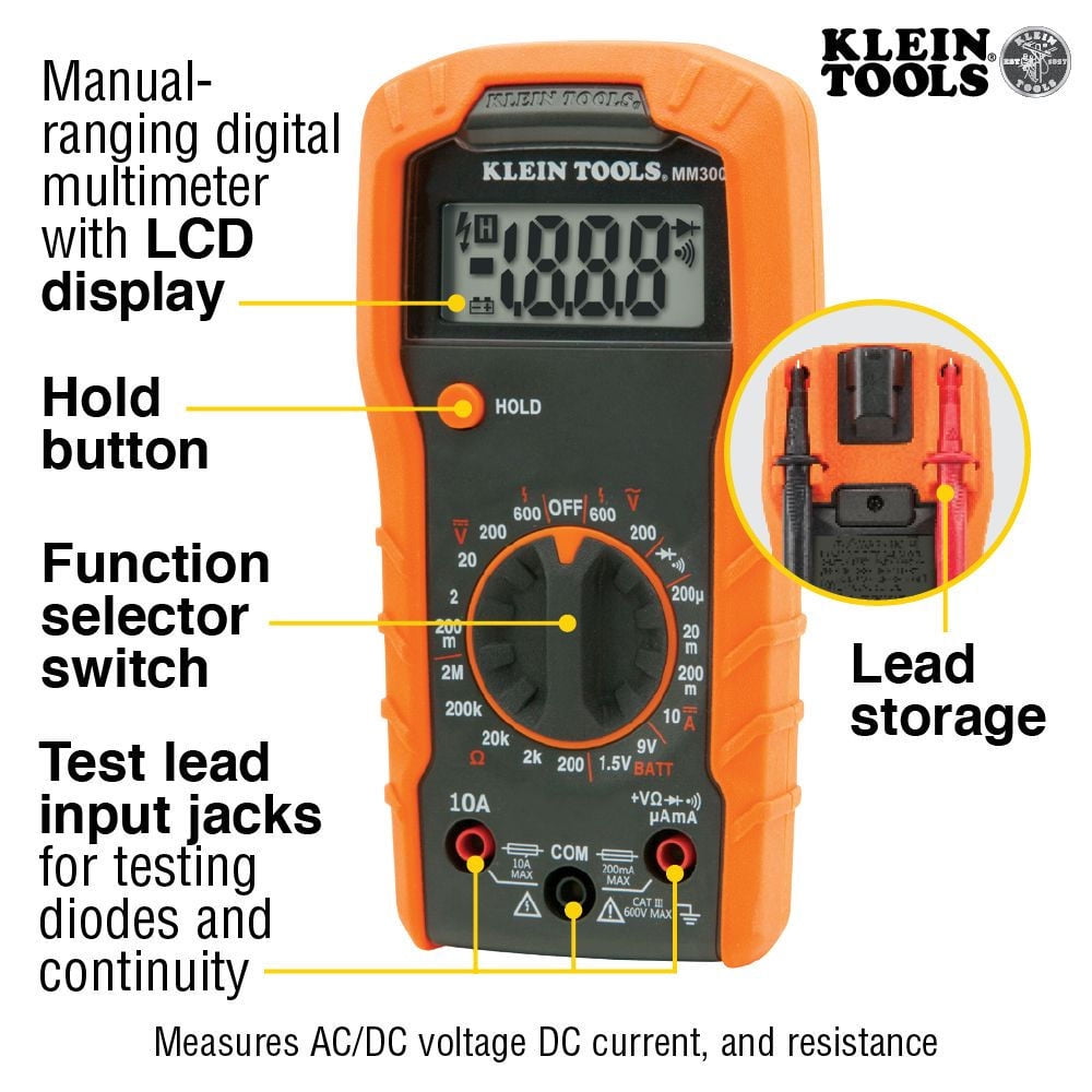 Klein Tools 69149P Digital Multimeter, Noncontact Voltage Tester and Electrical Outlet Test Kit