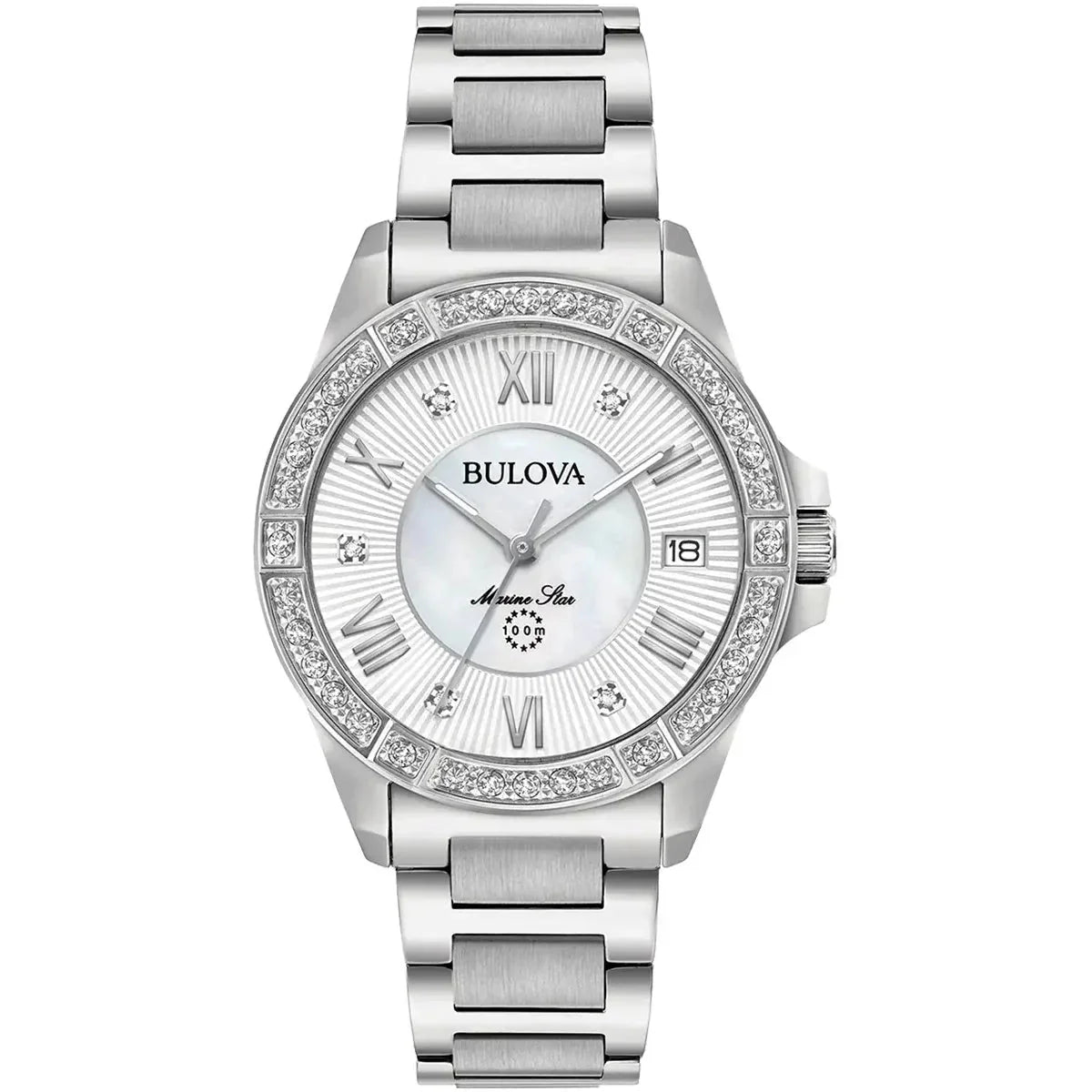 Bulova Marine Star Ladies Silver Watch 96r232