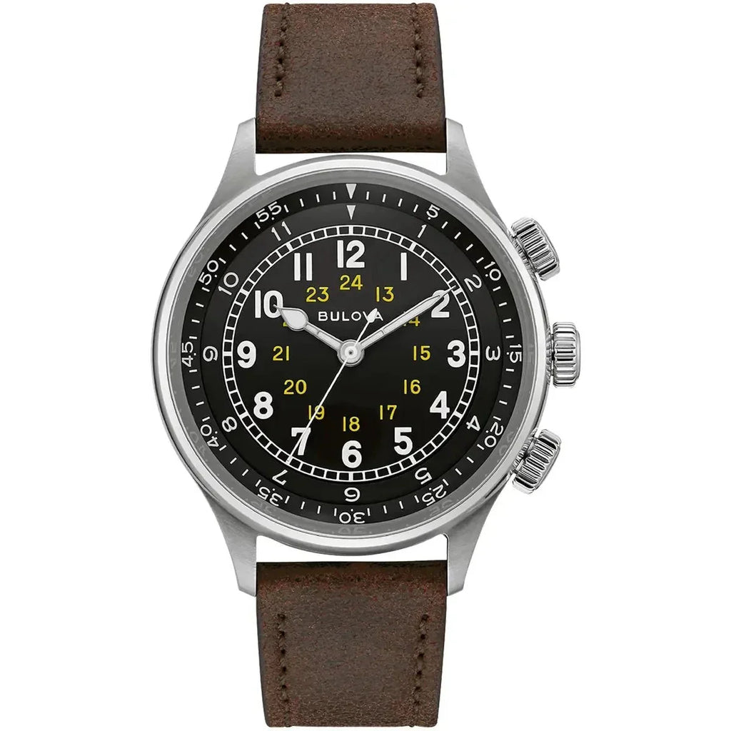 Bulova A 15 Pilot Auto Mens Black Watch 96a245