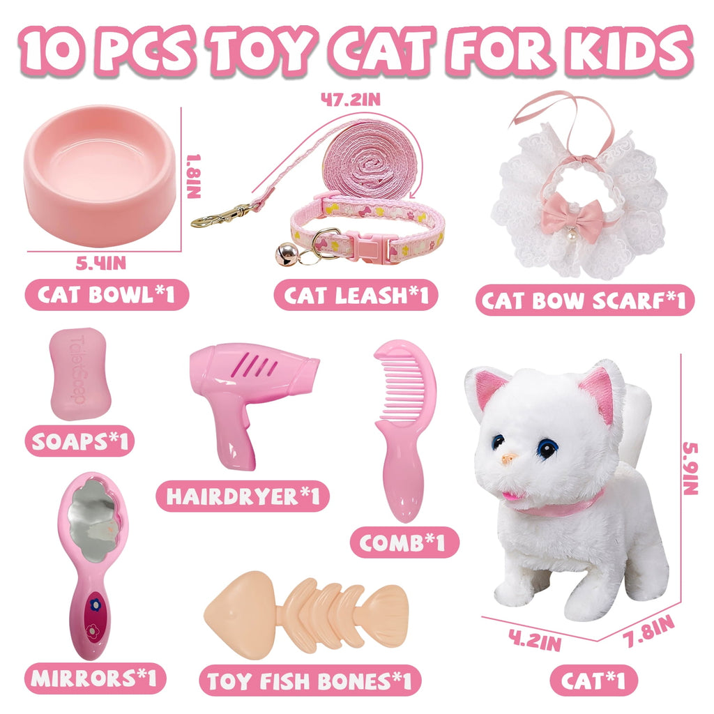 Plush Cat Toy, Walking Interactive Cat, Christmas Birthday Gift for Toddlers Kids