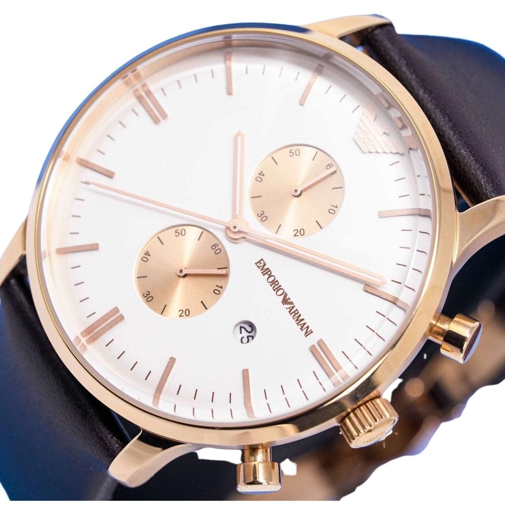 Emporio Armani Ar0398 Men S Classic Gianni Chronograph Rose Gold Watch