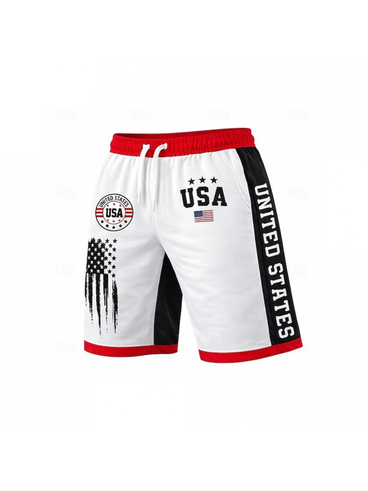 Men'S Polyester USA Flag Print Shorts,