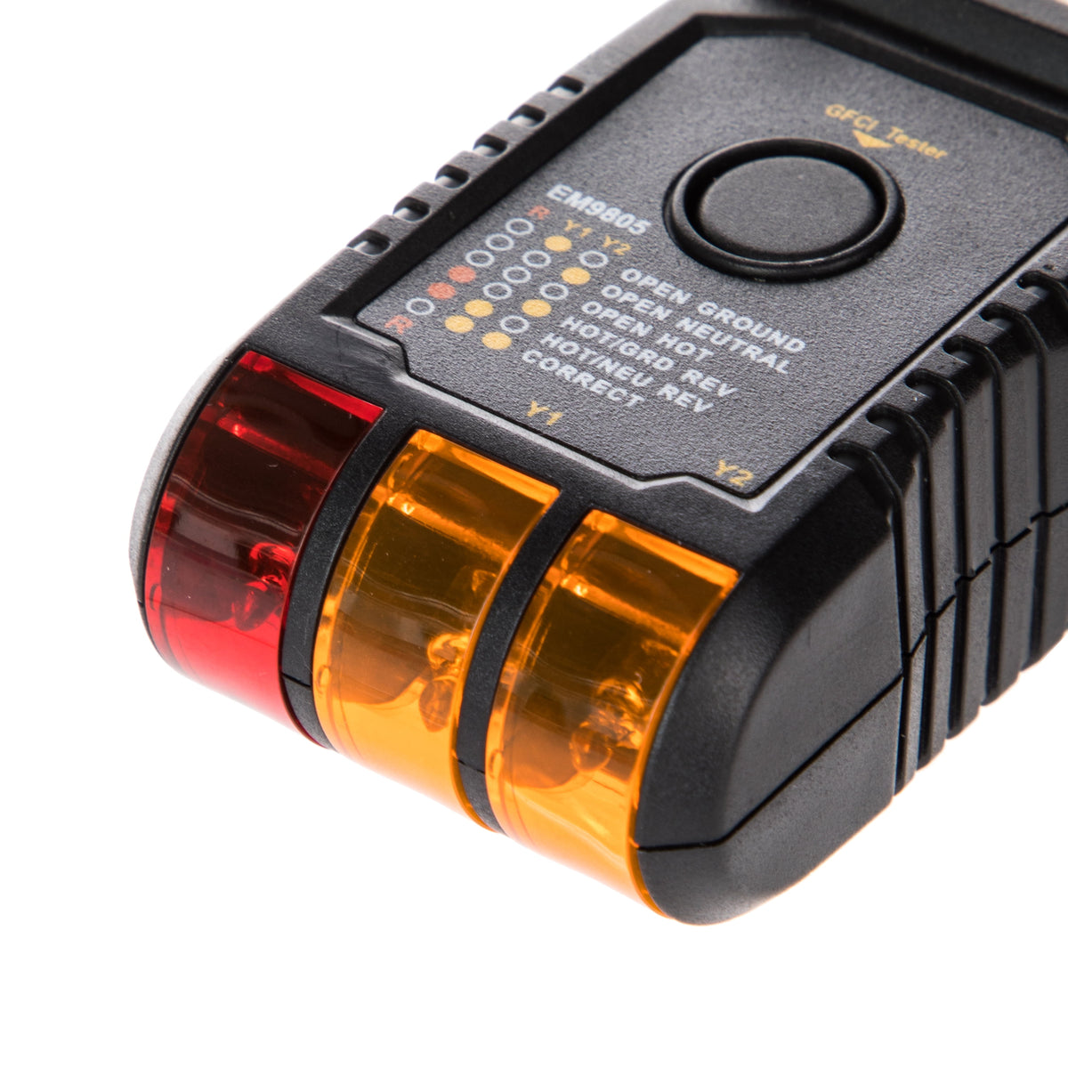 Hyper Tough GFCI Receptacle Tester with Wiring Fault Indicator, 95–125V AC