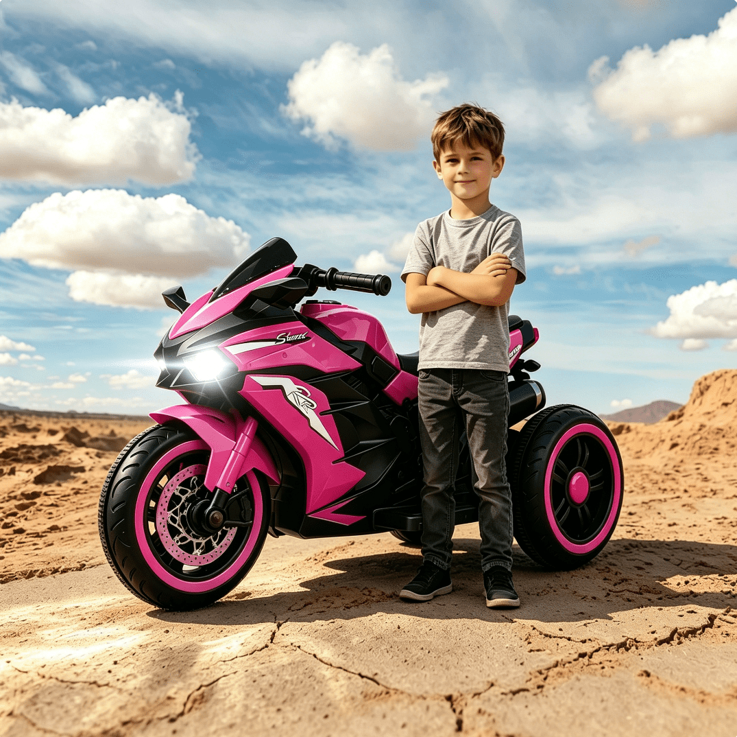 ZOGYMOZ 12V Kids Ride On Motorcycle, Battery Powered Motorcycle Toy, Pink Electric Motorcycle for Girls