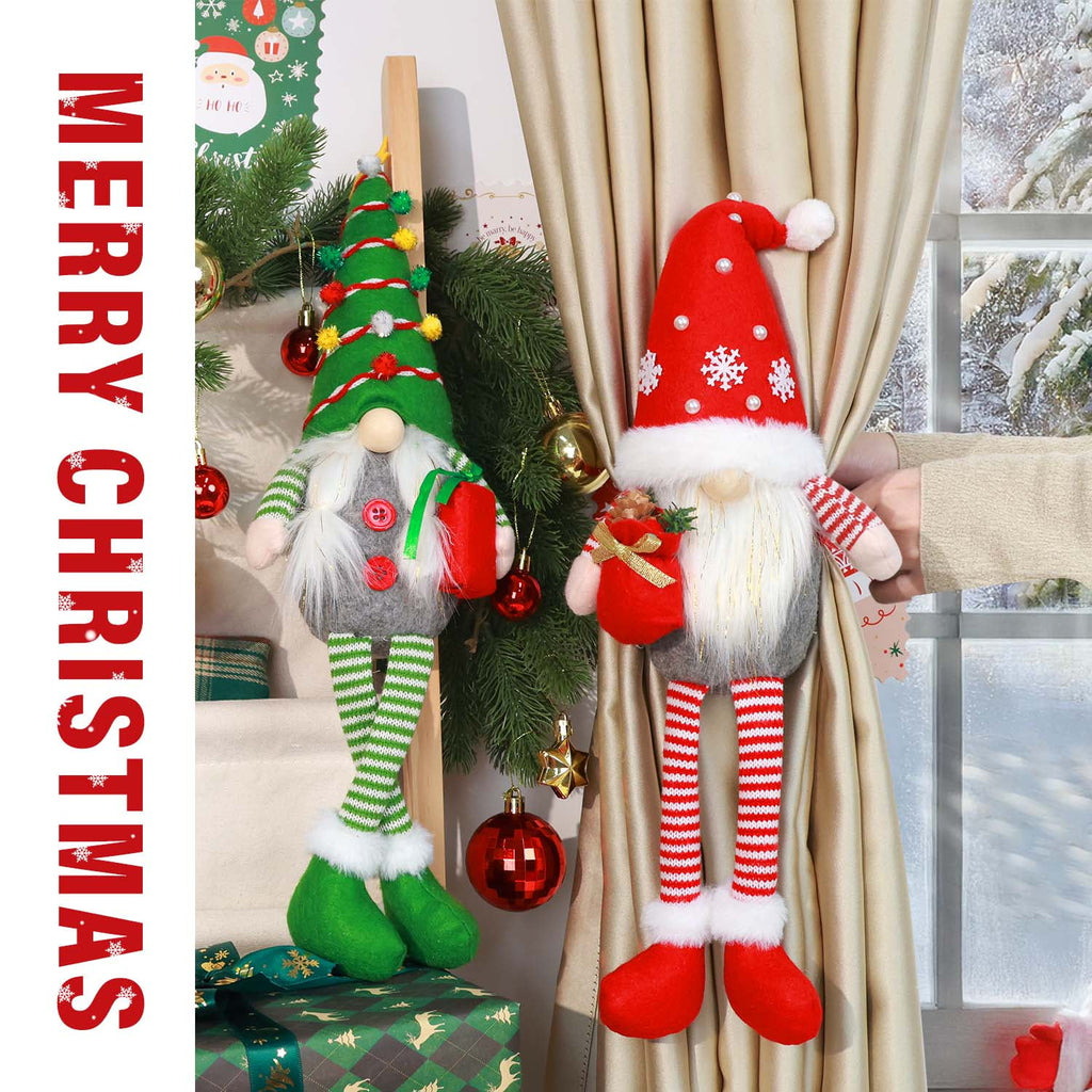 Ayieyill 2Pcs Christmas Gnomes Plush, 19" Christmas Curtain Tiebacks Doll Ornaments,for Christmas Indoor Decor