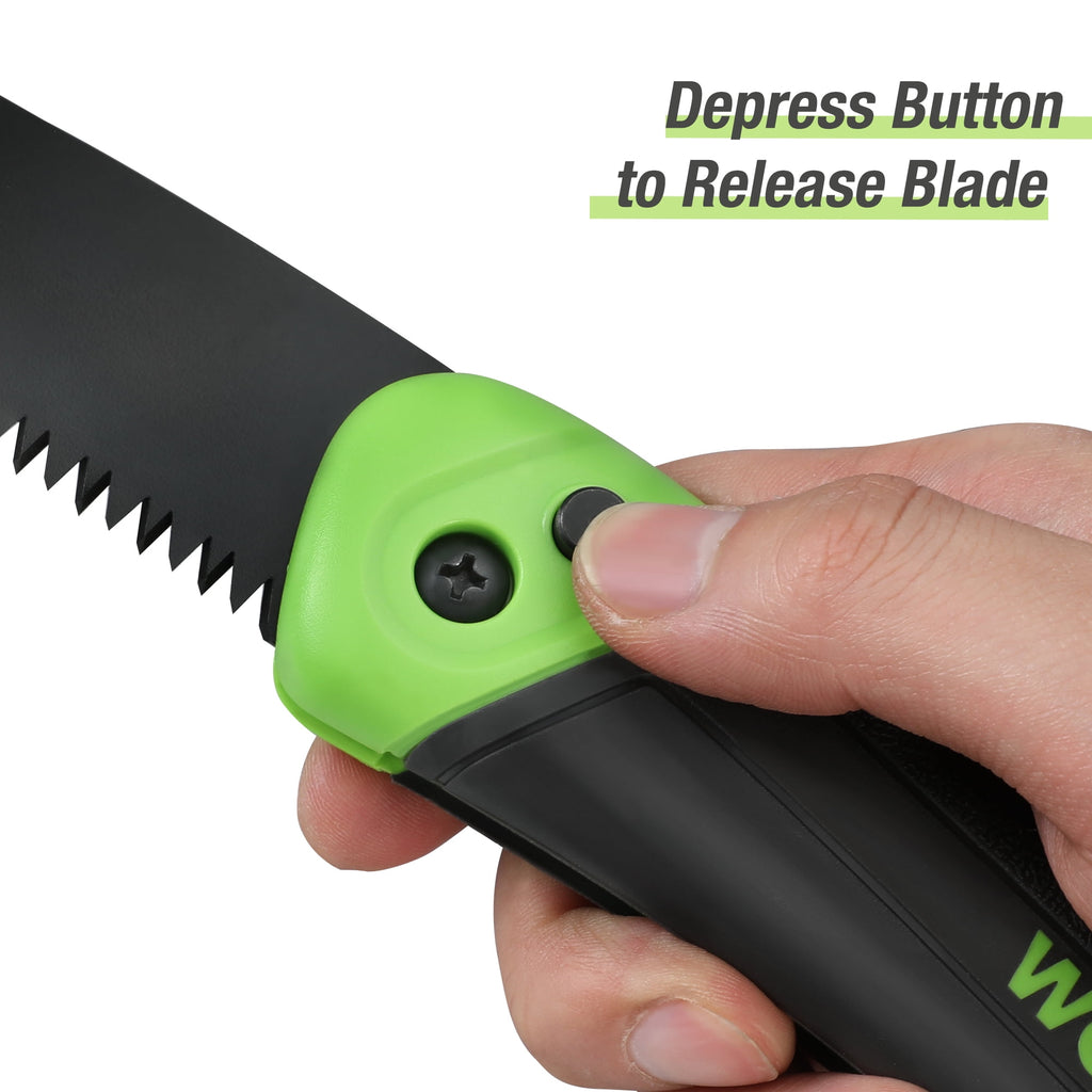 WORKPRO Folding Saw, Small Hand Pruning Saw with 7 Inch Blade - Portable Camping Saw with Triple Cut Teeth for Trees Trimming Branches Cutting Gardening Hunting, Push Button Lock