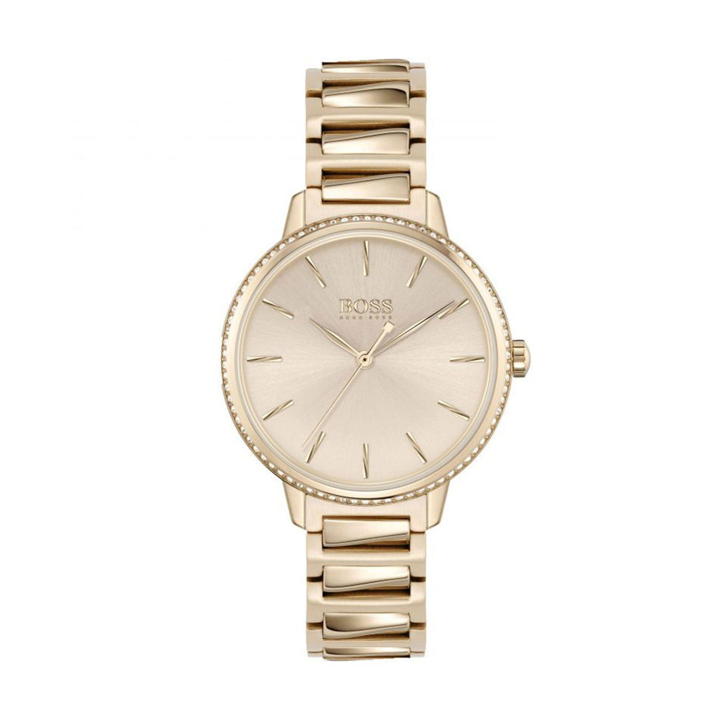 Hugo Boss Womens 1502540 Signature Rose Gold Tone Stainless Steel Watch