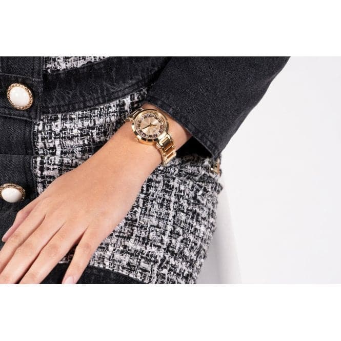 Guess Watches Ladies Crystal Clear Stainless Steel Gold Tone Watch Gw0470l2