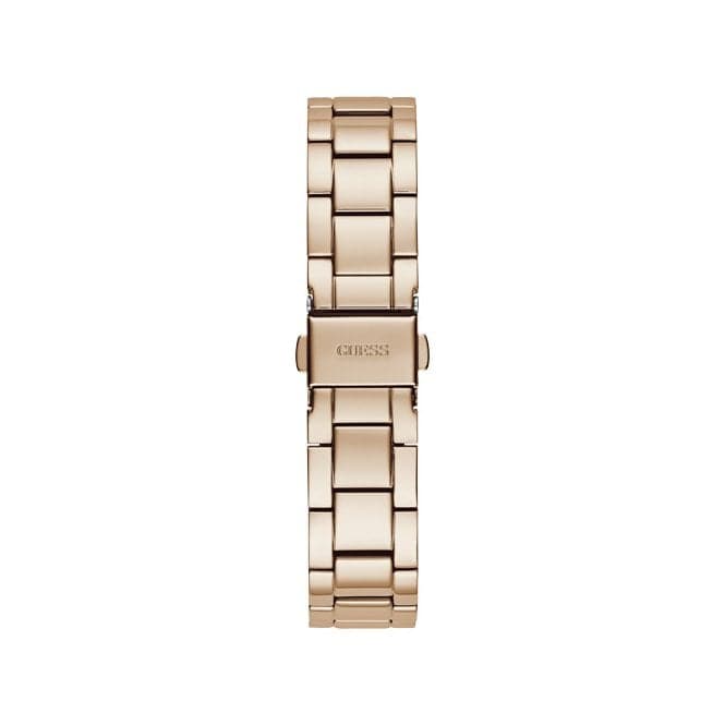 Guess Watches Ladies Rose Gold Sparkling Rose Steel Floral Print Watch Gw0242l3