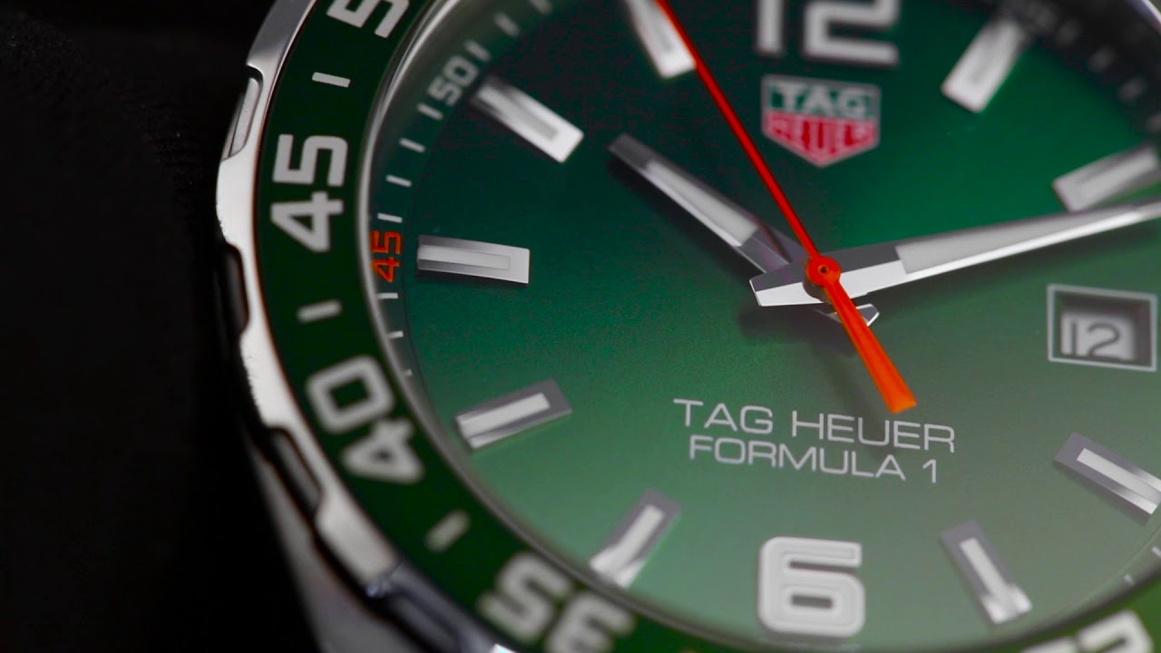 Tag Heuer Formula 1 Men S Quartz Swiss Made Silver Stainless Steel Green Dial 43mm Watch Waz1017 Ba0842