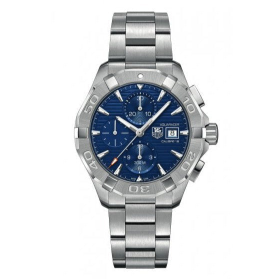 Tag Heuer Aquaracer Automatic Chronograph Blue Dial Silver Steel Strap Watch For Men Cay2112 Ba0927
