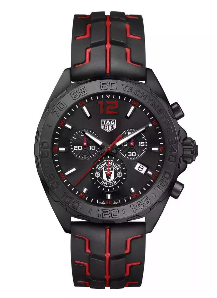 Tag Heuer Formula 1 Quartz Chronograph 43mm Mens Watch Stainless Steel Case With Black Rubber Strap Black Dial