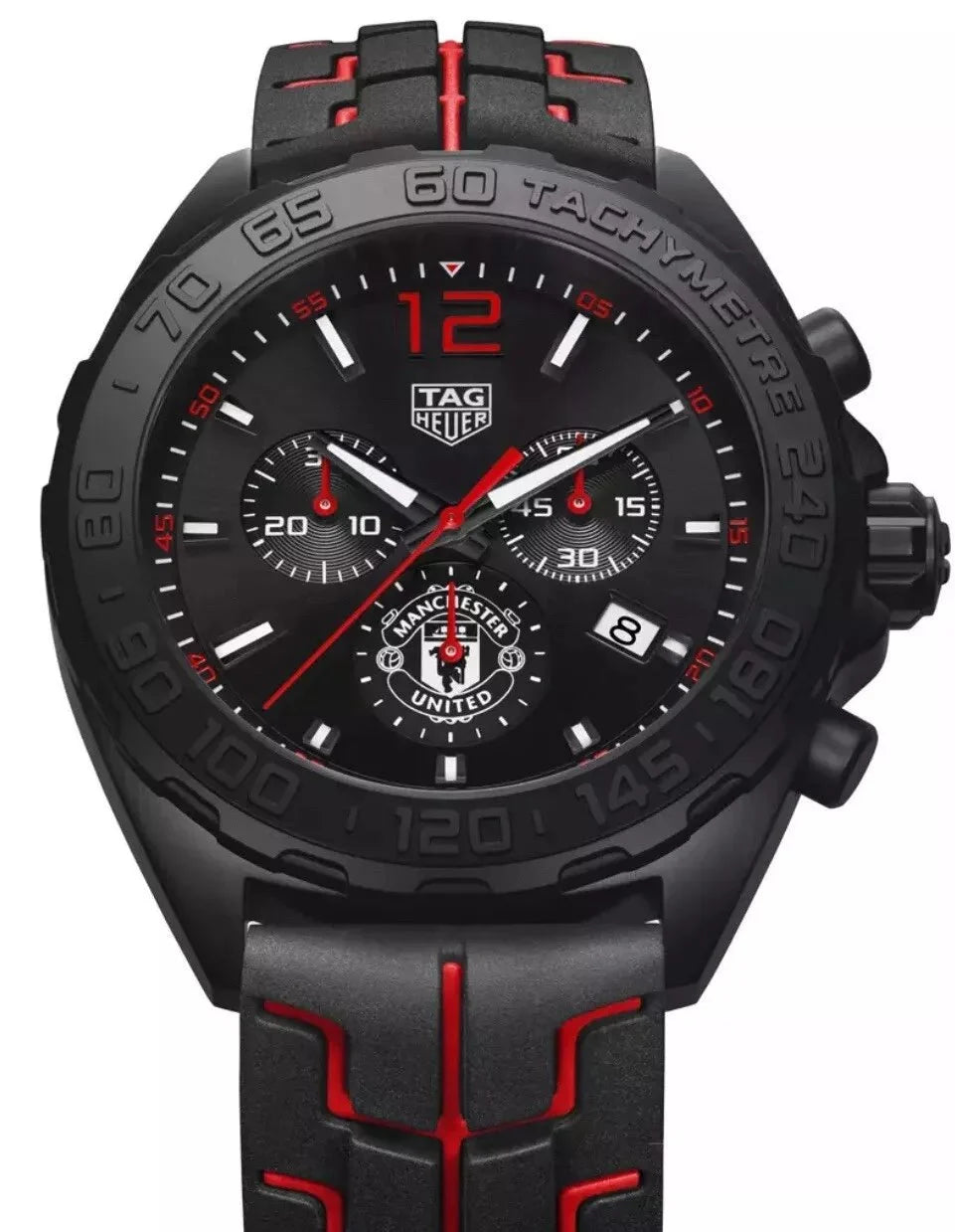 Tag Heuer Formula 1 Quartz Chronograph 43mm Mens Watch Stainless Steel Case With Black Rubber Strap Black Dial