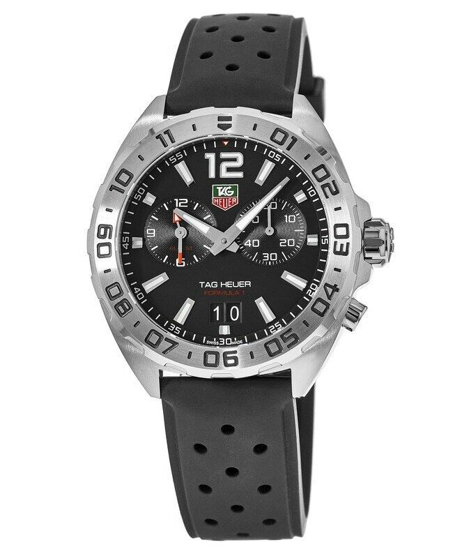 Tag Heuer Formula 1 Alarm Quartz Black Dial Black Rubber Strap Watch For Men Waz111a Ft8023
