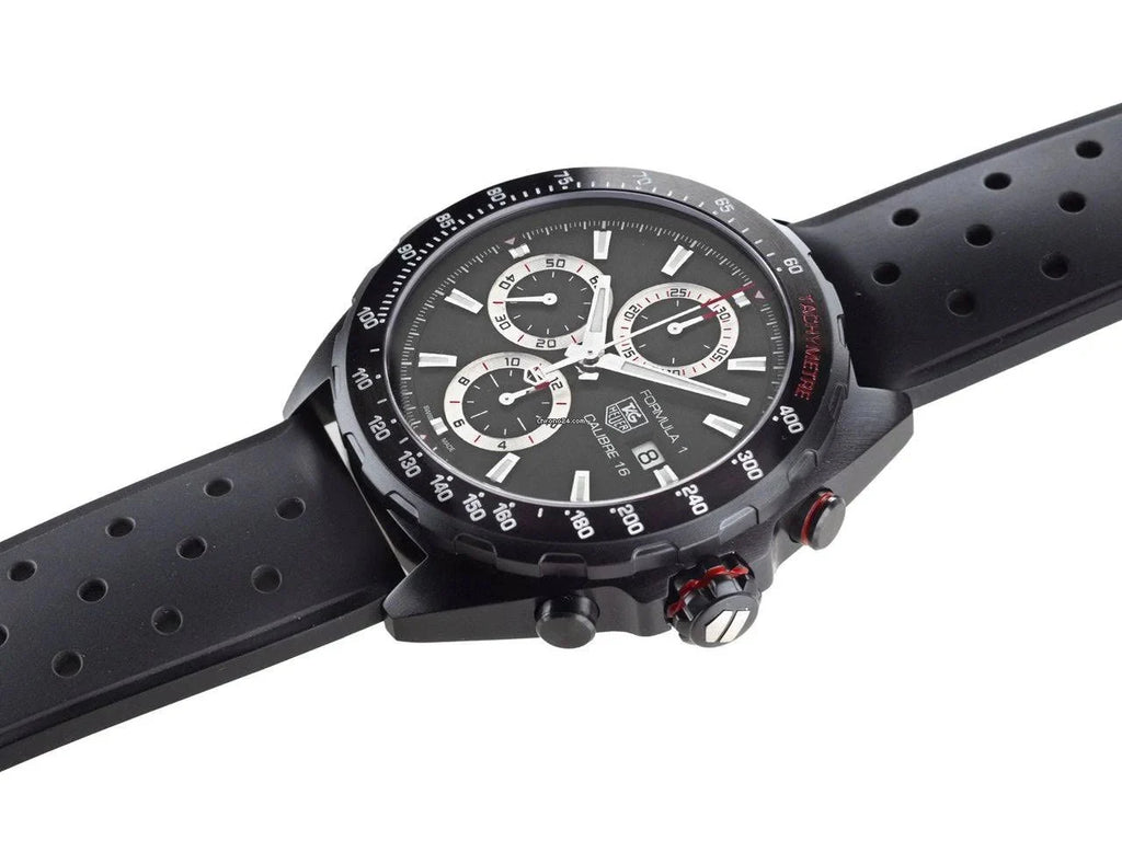 Tag Heuer Formula 1 Chronograph 43mm Automatic Mens Watch Stainless Steel Case With Black Rubber Strap Grey Dial