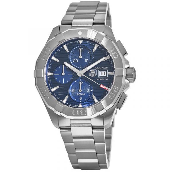Tag Heuer Aquaracer Automatic Chronograph Blue Dial Silver Steel Strap Watch For Men Cay2112 Ba0927
