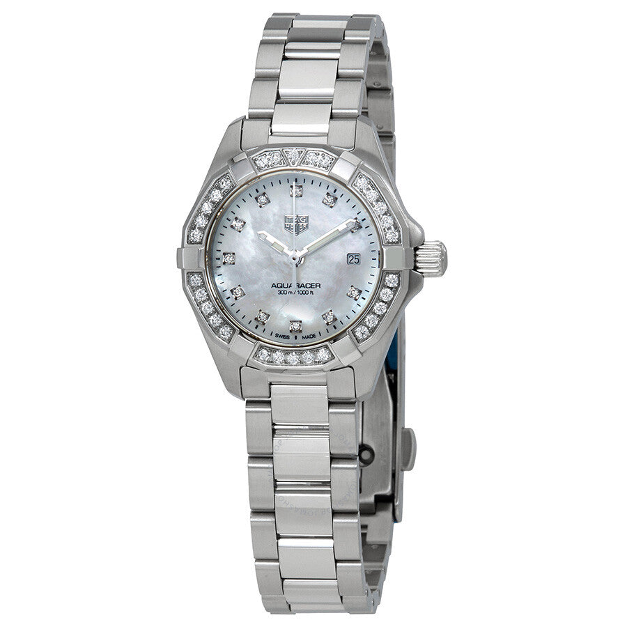 Tag Heuer Aquaracer Diamonds Mother Of Pearl White Dial Silver Steel Strap Watch For Women Wbd1413 Ba0741