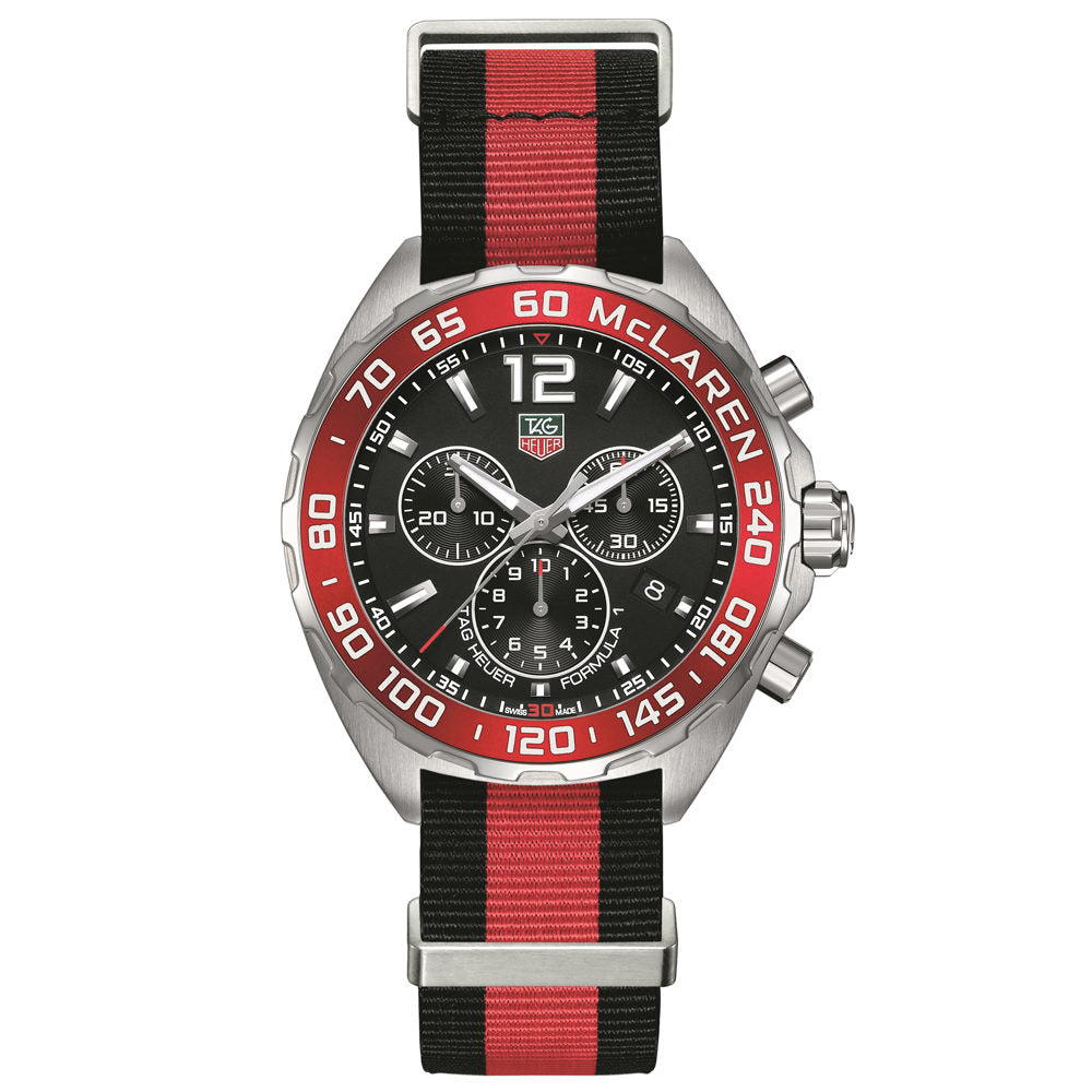 Tag Heuer Formula 1 Mclaren Limited Edition Quartz Chronograph Black Dial Two Tone Nato Strap Watch For Men Caz1112 Fc8188