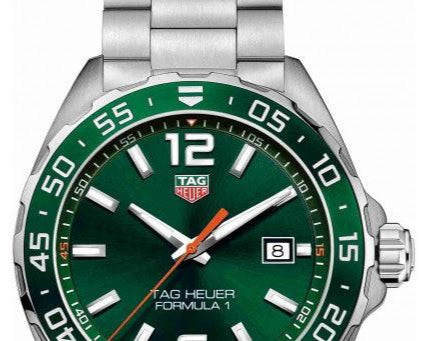Tag Heuer Formula 1 Men S Quartz Swiss Made Silver Stainless Steel Green Dial 43mm Watch Waz1017 Ba0842