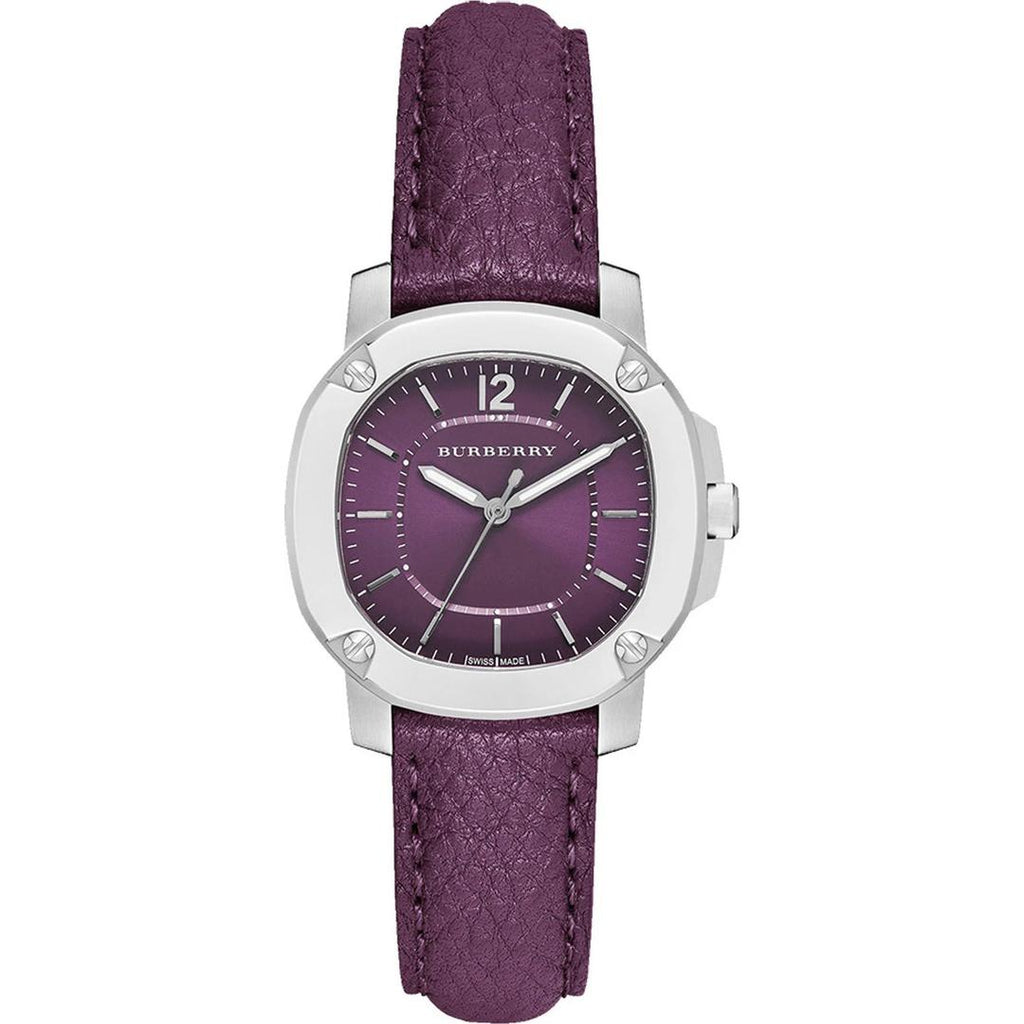 Burberry Brit The Britain Maroon Dial Maroon Leather Strap Watch For Women Bby1714