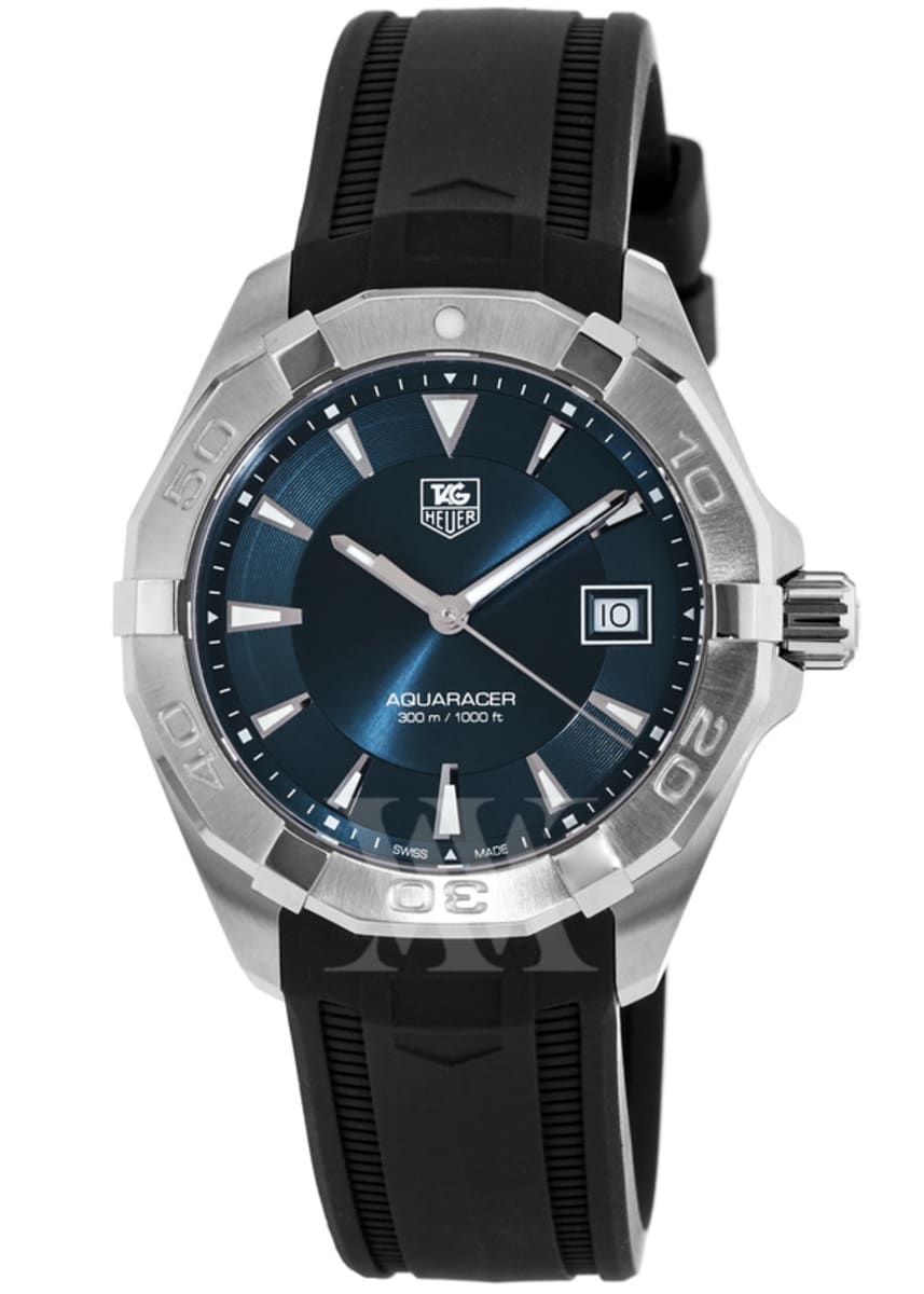 Tag Heuer Aquaracer Caliber 5 Blue Dial Black Rubber Strap Watch For Men Way2112 Ft8021